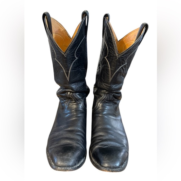 Tony Lama Black Bullhide Leather Men\'s Boots Size 10 D